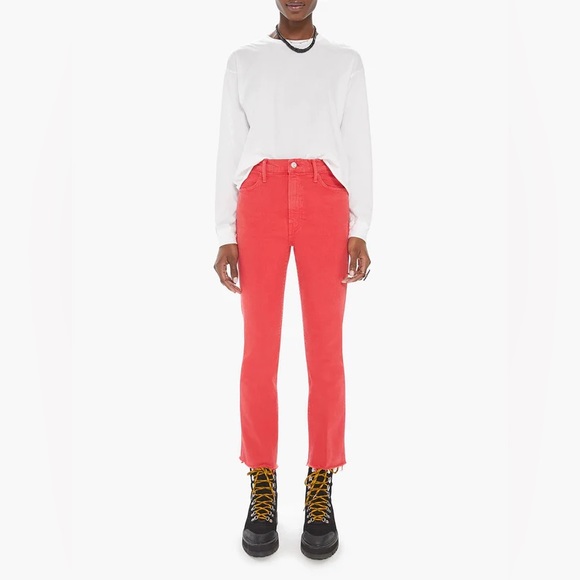 MOTHER HUSTLER ANKLE FRAY BOOTCUT JEAN - MARS RED BNWT - Picture 2 of 6